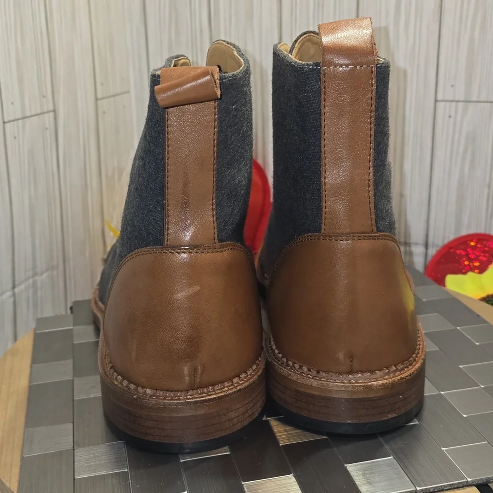One‎ Ground Gray and Brown Men's Leather Boots